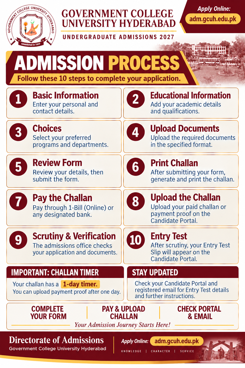 GCUH Admission Portal